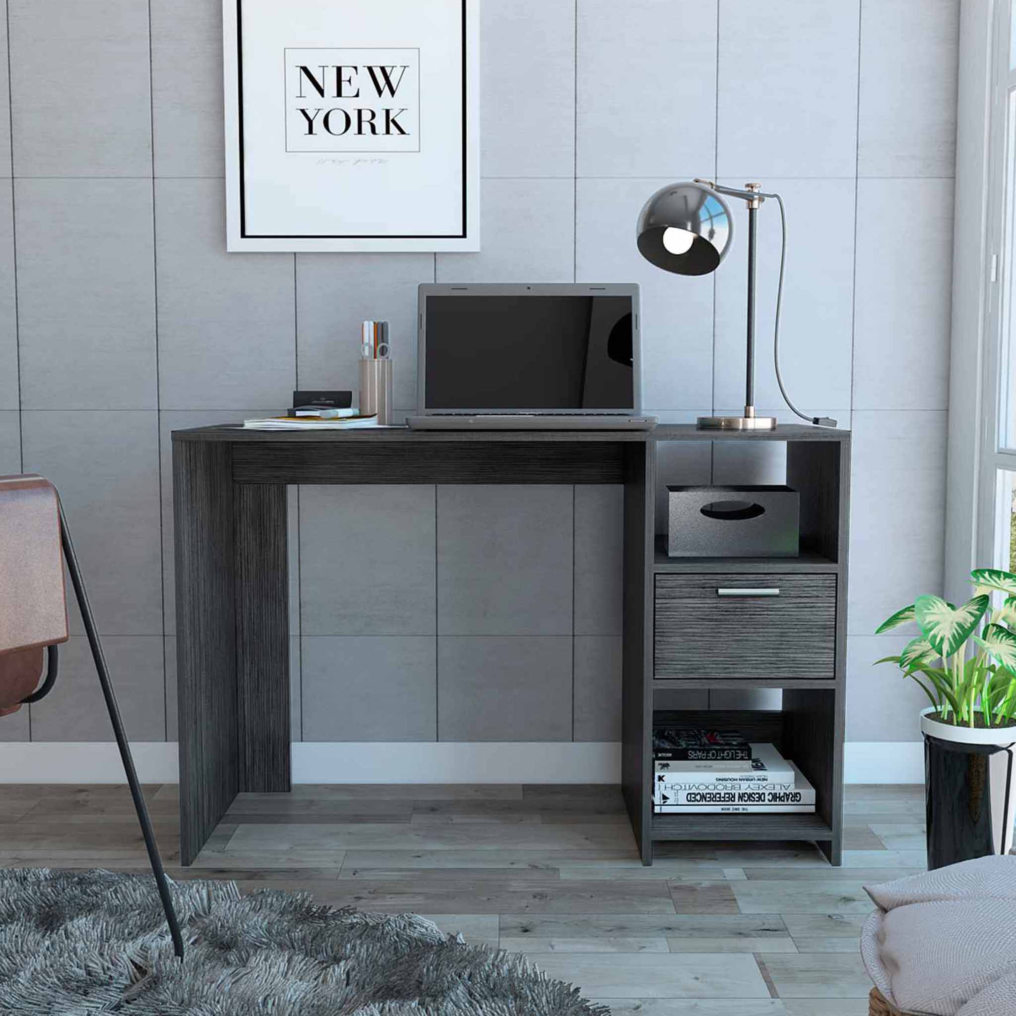 TuHome Gray Oak Omma Desk